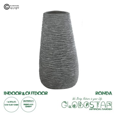 GloboStar® Artificial Garden RONDA 20760 Επιδαπέδιο Πολυεστερικό Τσιμεντένιο Κασπώ Γλάστρα - Flower Pot Γκρι Μ54 x Π48 x Υ104cm